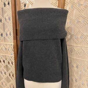 Cashmere J. Crew Dark Gray Off-the-Shoulder Sweater